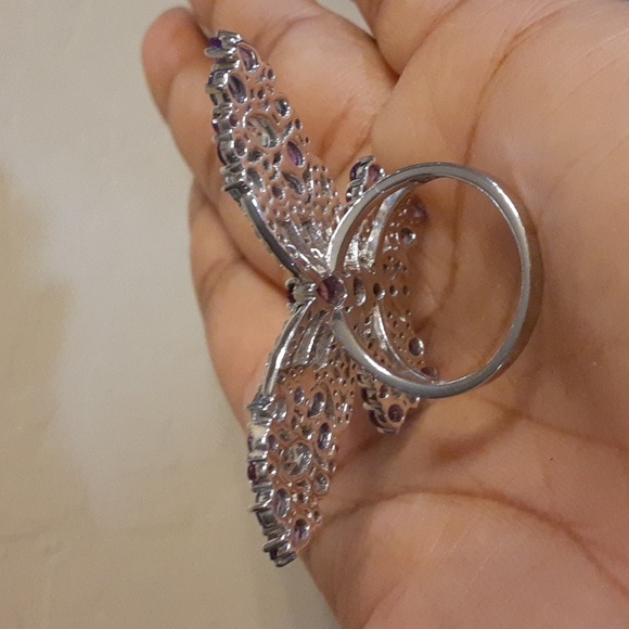 PRICE IS FIRM. 925 Genuine Multi Gemstones Butterfly Ring. - Picture 4 of 11